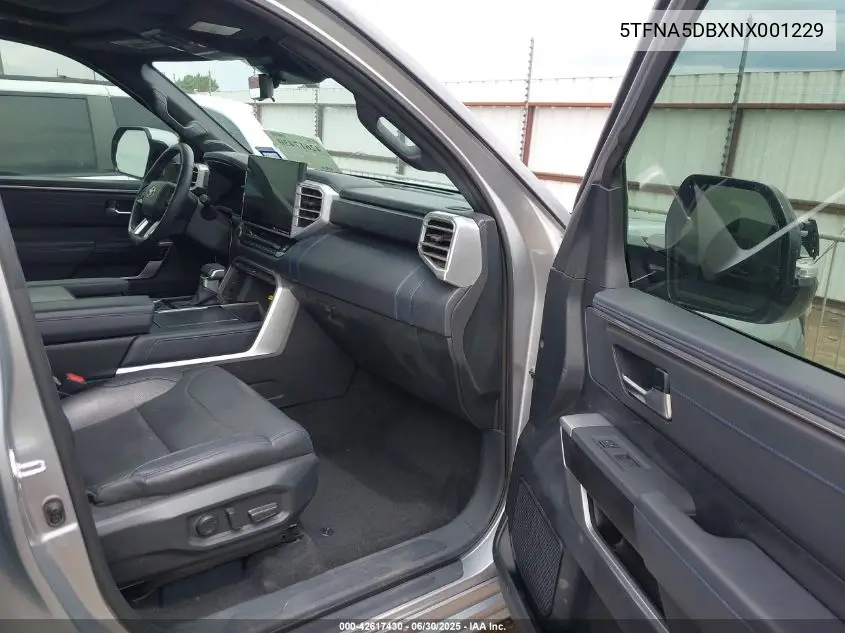 2022 Toyota Tundra Crewmax Platinum/Crewmax 1794 VIN: 5TFNA5DBXNX001229 Lot: 42617430
