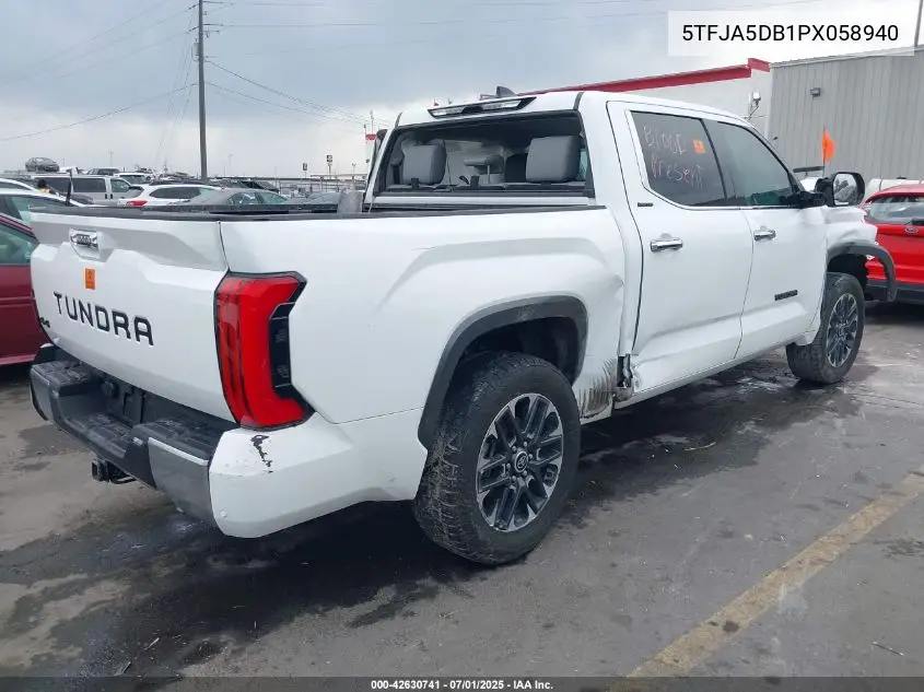 2023 Toyota Tundra Limited VIN: 5TFJA5DB1PX058940 Lot: 42630741