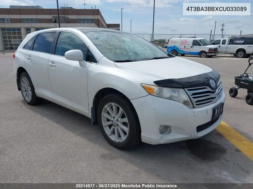 2012 Toyota Venza VIN: 4T3BA3BBXCU033089 Lot: 20214977