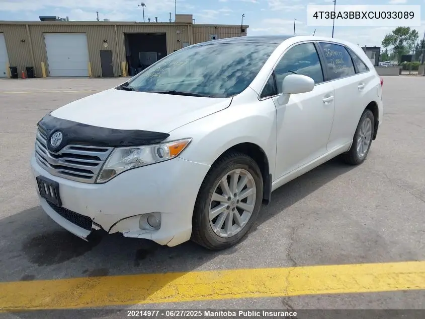 2012 Toyota Venza VIN: 4T3BA3BBXCU033089 Lot: 20214977