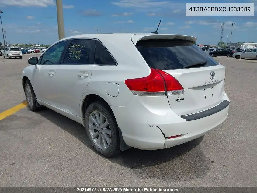 2012 Toyota Venza VIN: 4T3BA3BBXCU033089 Lot: 20214977