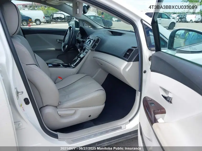 2012 Toyota Venza VIN: 4T3BA3BBXCU033089 Lot: 20214977