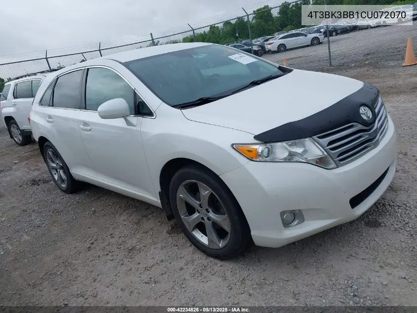 2012 Toyota Venza Base V6 VIN: 4T3BK3BB1CU072070 Lot: 42234826