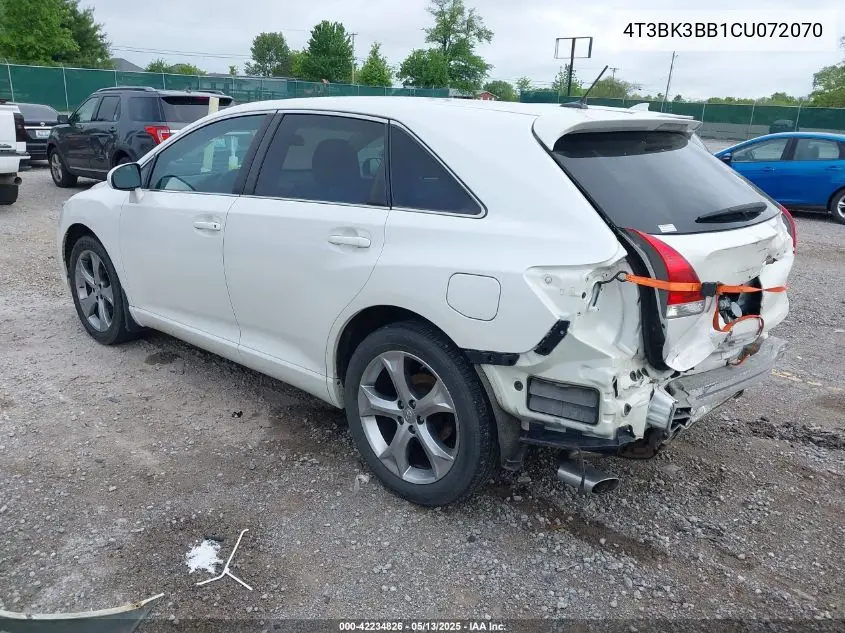 2012 Toyota Venza Base V6 VIN: 4T3BK3BB1CU072070 Lot: 42234826