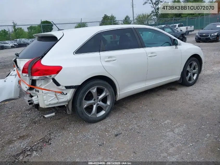 2012 Toyota Venza Base V6 VIN: 4T3BK3BB1CU072070 Lot: 42234826
