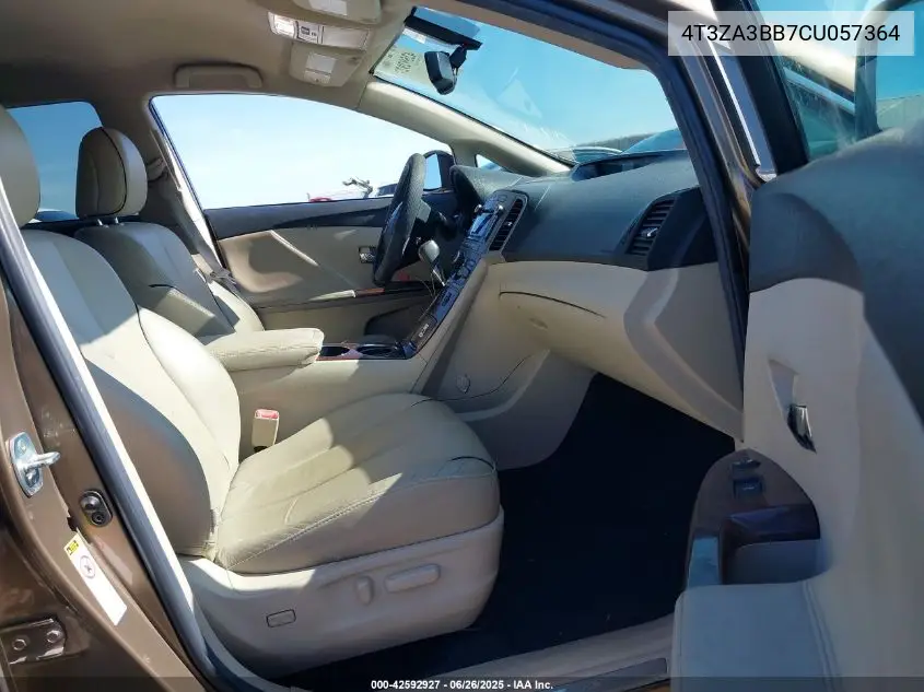 2012 Toyota Venza Xle VIN: 4T3ZA3BB7CU057364 Lot: 42592927