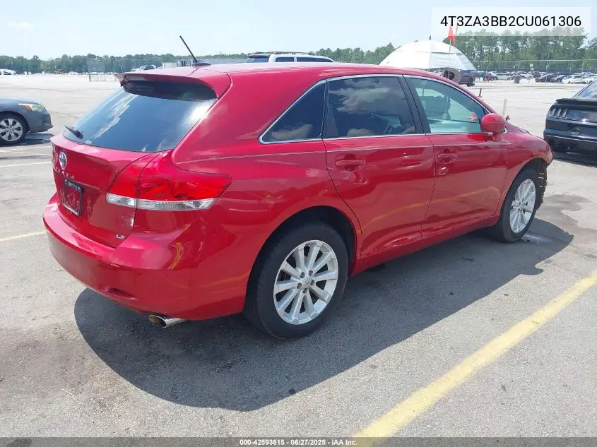 2012 Toyota Venza Le VIN: 4T3ZA3BB2CU061306 Lot: 42593615