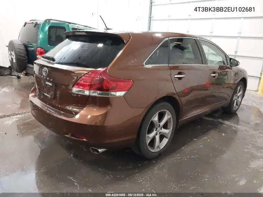 2014 Toyota Venza Xle V6 VIN: 4T3BK3BB2EU102681 Lot: 42241658