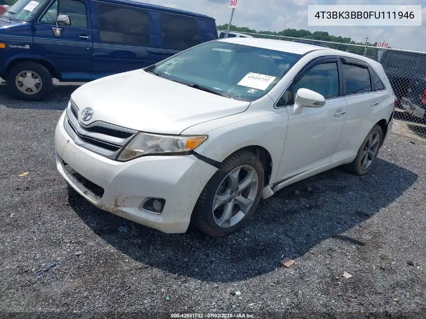 2015 Toyota Venza Xle V6 VIN: 4T3BK3BB0FU111946 Lot: 42651732