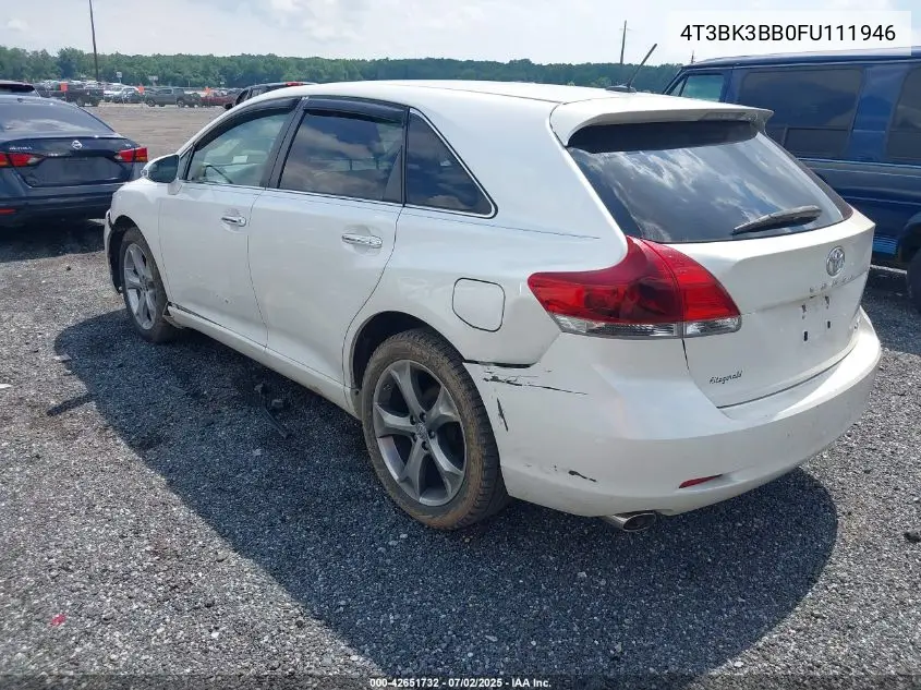 2015 Toyota Venza Xle V6 VIN: 4T3BK3BB0FU111946 Lot: 42651732