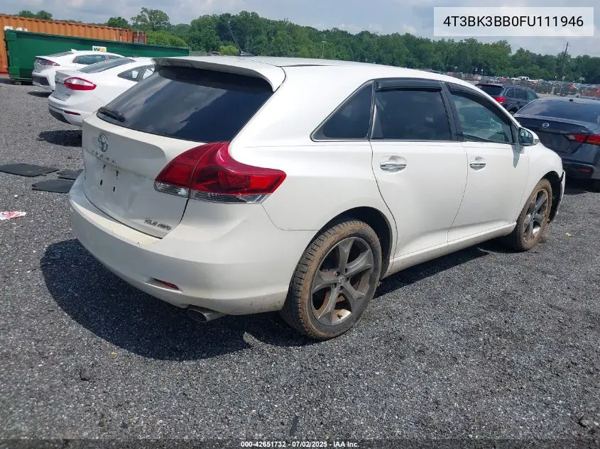 2015 Toyota Venza Xle V6 VIN: 4T3BK3BB0FU111946 Lot: 42651732
