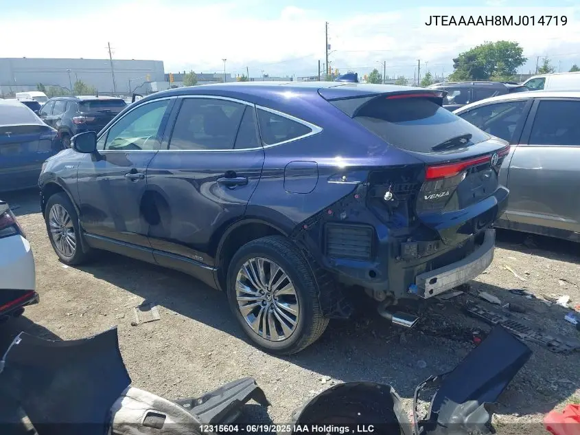 2021 Toyota Venza Le/Xle/Limited VIN: JTEAAAAH8MJ014719 Lot: 12315604