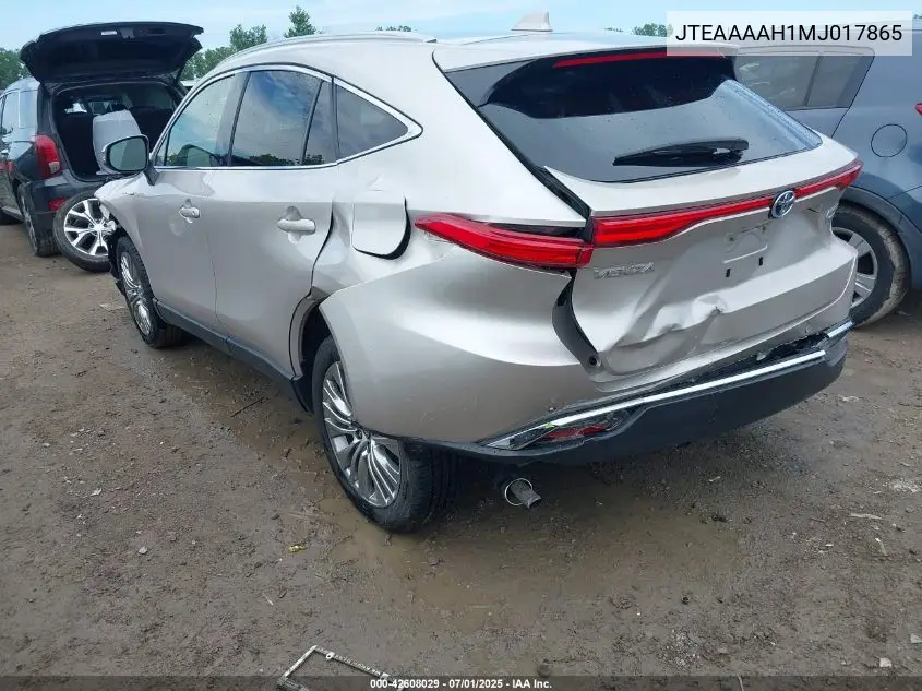 2021 Toyota Venza Limited VIN: JTEAAAAH1MJ017865 Lot: 42608029