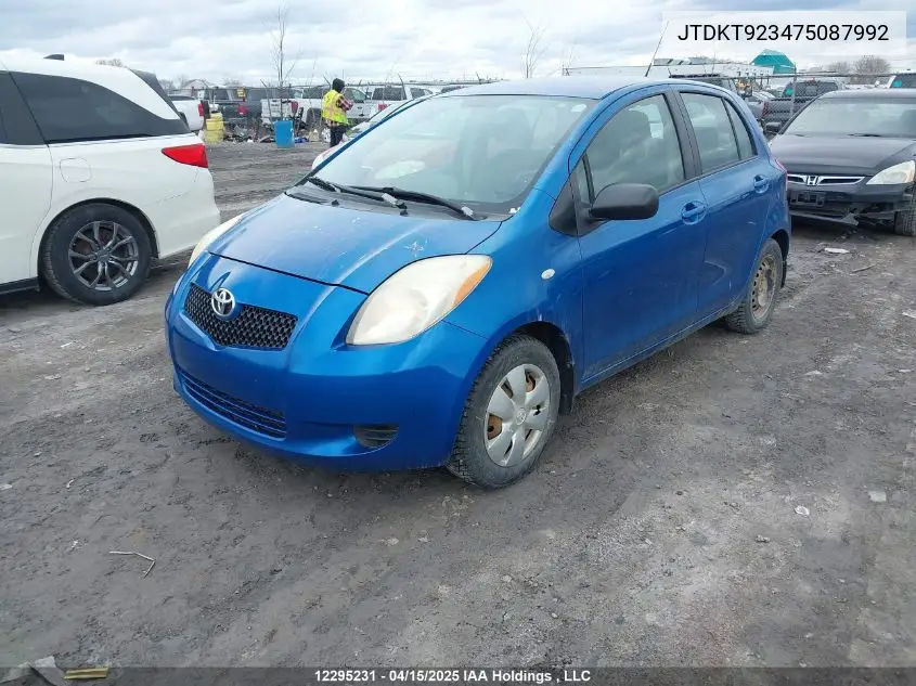 2007 Toyota Yaris VIN: JTDKT923475087992 Lot: 12295231