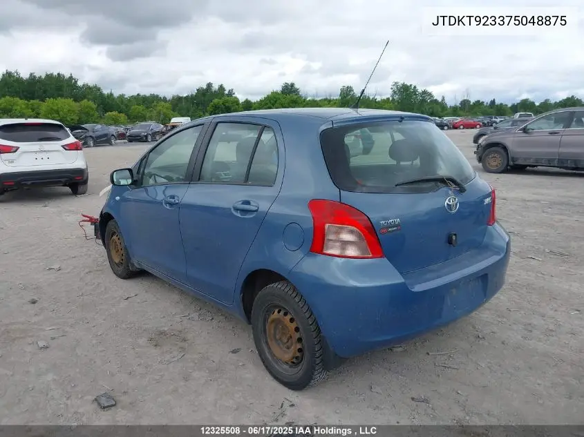 2007 Toyota Yaris VIN: JTDKT923375048875 Lot: 12325508