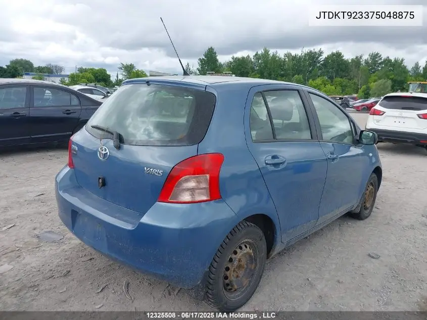 2007 Toyota Yaris VIN: JTDKT923375048875 Lot: 12325508