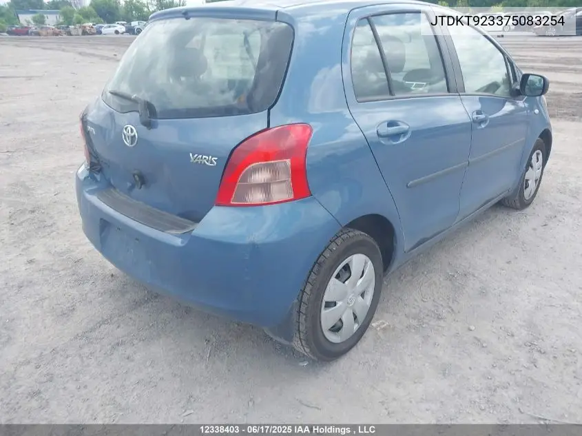 2007 Toyota Yaris VIN: JTDKT923375083254 Lot: 12338403