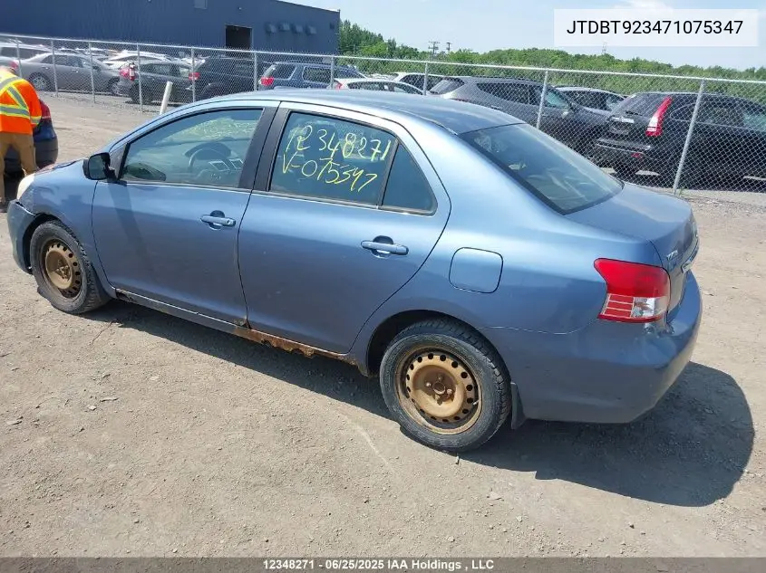 2007 Toyota Yaris VIN: JTDBT923471075347 Lot: 12348271