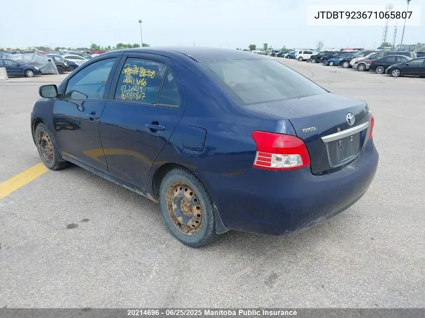 2007 Toyota Yaris S VIN: JTDBT923671065807 Lot: 20214696