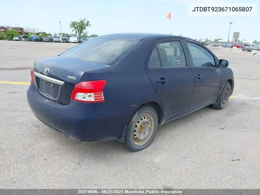 2007 Toyota Yaris S VIN: JTDBT923671065807 Lot: 20214696