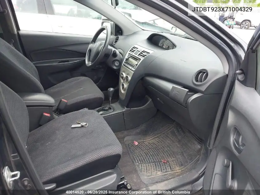 2007 Toyota Yaris VIN: JTDBT923X71004329 Lot: 40014520