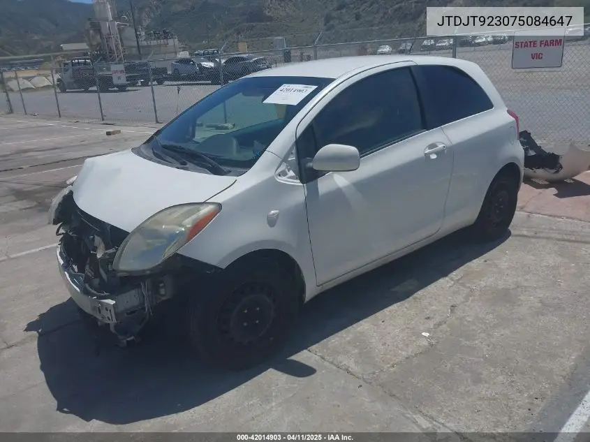 2007 Toyota Yaris VIN: JTDJT923075084647 Lot: 42014903