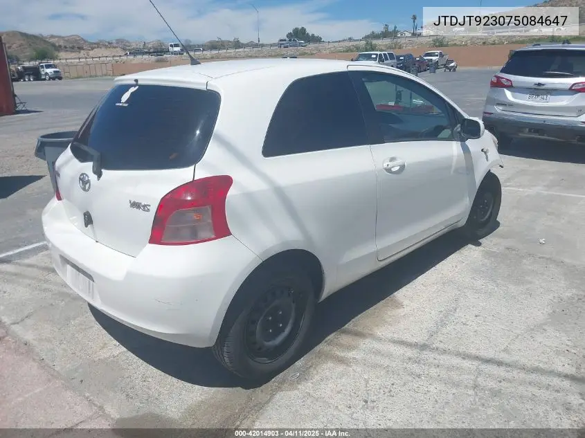 2007 Toyota Yaris VIN: JTDJT923075084647 Lot: 42014903