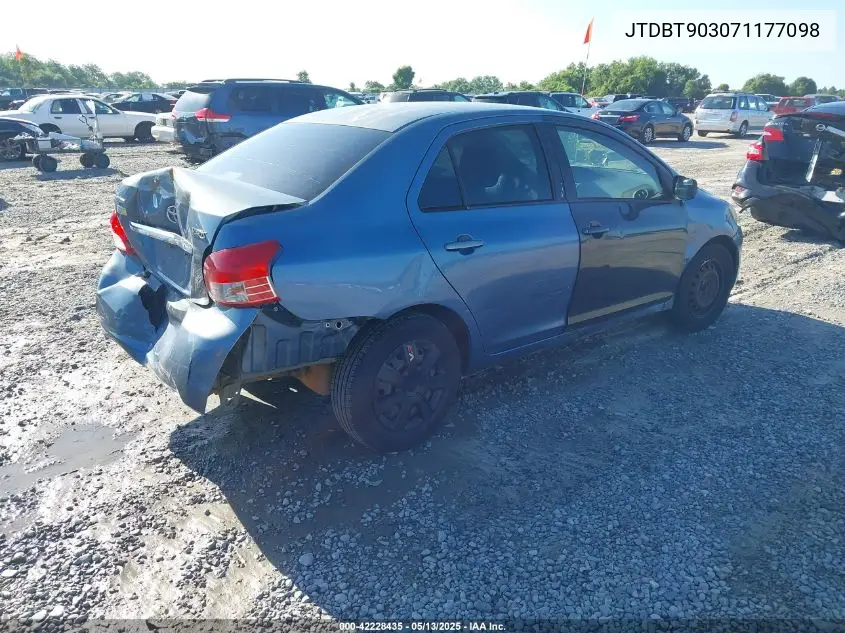 2007 Toyota Yaris VIN: JTDBT903071177098 Lot: 42228435