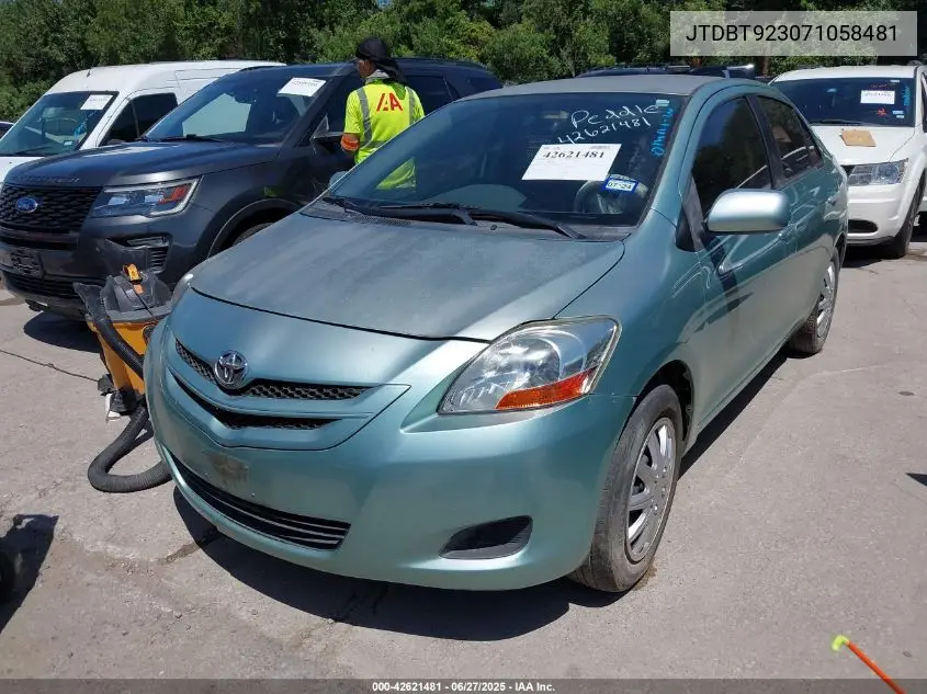 2007 Toyota Yaris VIN: JTDBT923071058481 Lot: 42621481