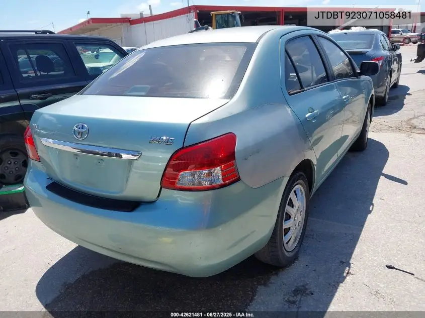 2007 Toyota Yaris VIN: JTDBT923071058481 Lot: 42621481
