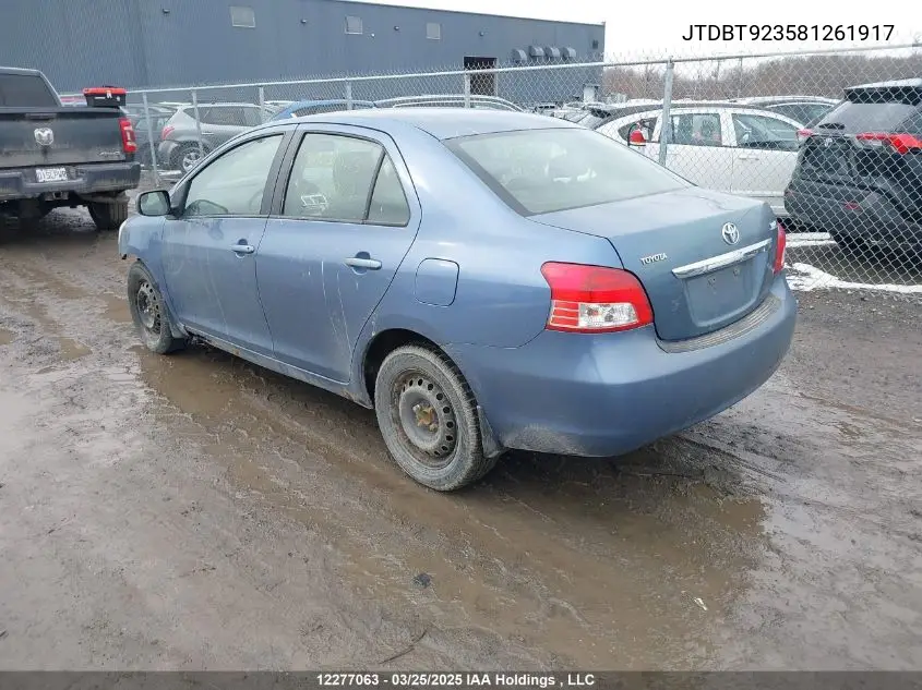 2008 Toyota Yaris VIN: JTDBT923581261917 Lot: 12277063