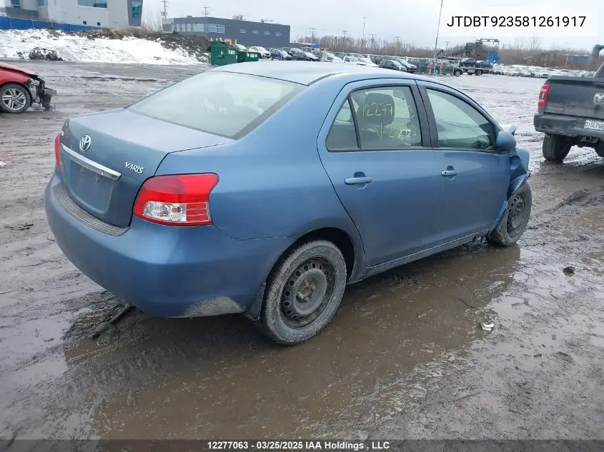2008 Toyota Yaris VIN: JTDBT923581261917 Lot: 12277063
