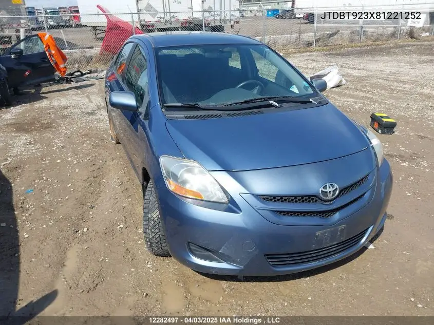 2008 Toyota Yaris VIN: JTDBT923X81221252 Lot: 12282497