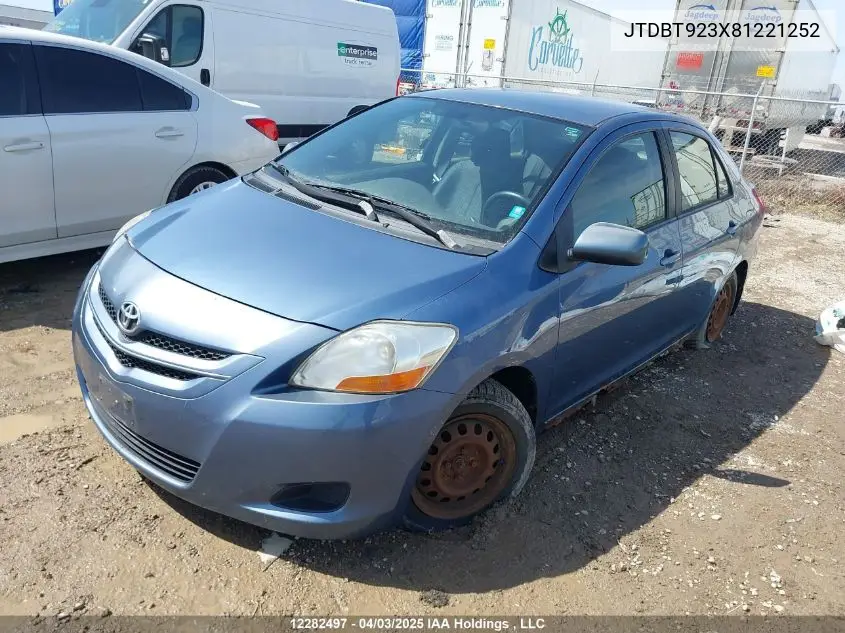 2008 Toyota Yaris VIN: JTDBT923X81221252 Lot: 12282497