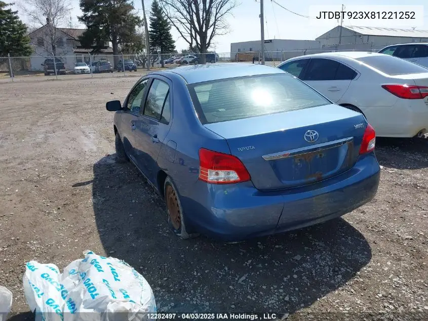 2008 Toyota Yaris VIN: JTDBT923X81221252 Lot: 12282497