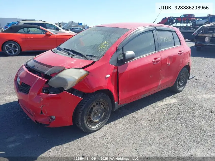 2008 Toyota Yaris VIN: JTDKT923385208965 Lot: 12289419