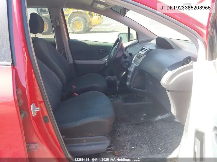 2008 Toyota Yaris VIN: JTDKT923385208965 Lot: 12289419