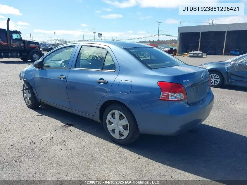 2008 Toyota Yaris VIN: JTDBT923881296421 Lot: 12306790
