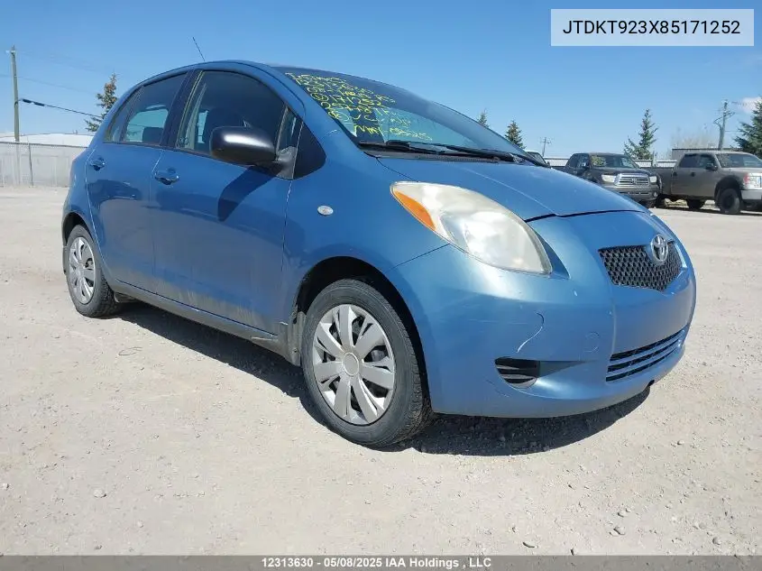 2008 Toyota Yaris Rs VIN: JTDKT923X85171252 Lot: 12313630