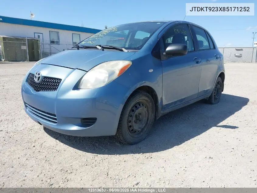 2008 Toyota Yaris Rs VIN: JTDKT923X85171252 Lot: 12313630