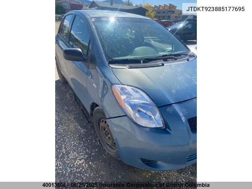 2008 Toyota Yaris VIN: JTDKT923885177695 Lot: 40013808
