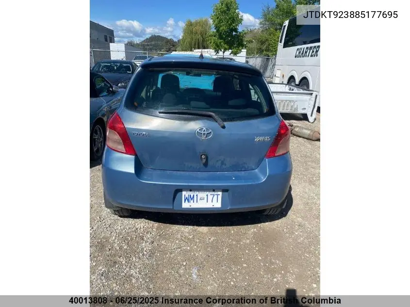 2008 Toyota Yaris VIN: JTDKT923885177695 Lot: 40013808