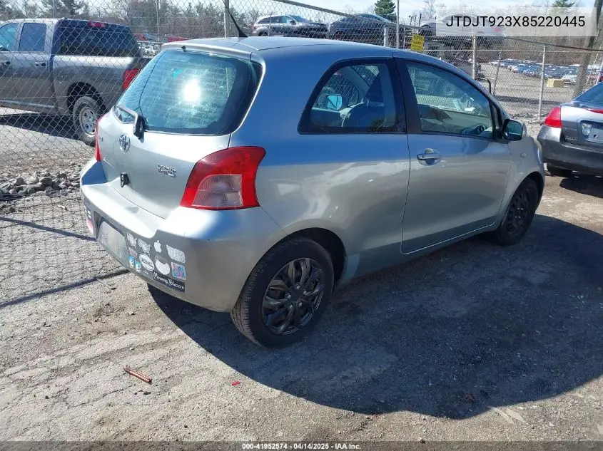 2008 Toyota Yaris VIN: JTDJT923X85220445 Lot: 41952574