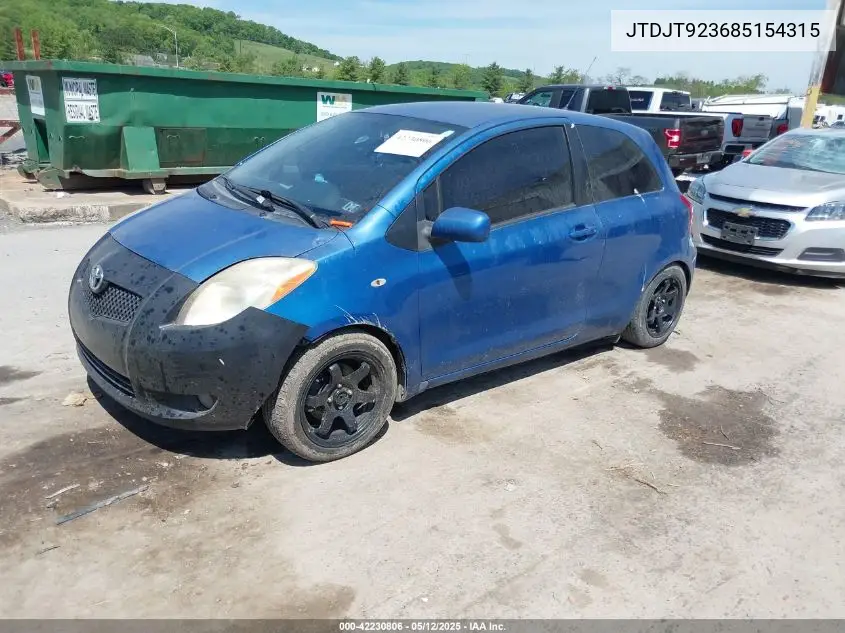 2008 Toyota Yaris VIN: JTDJT923685154315 Lot: 42230806