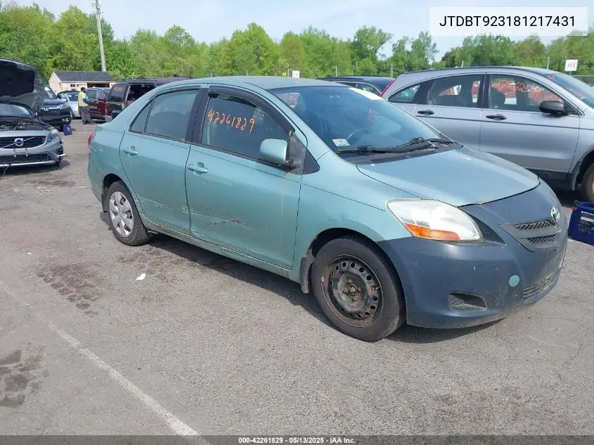 2008 Toyota Yaris VIN: JTDBT923181217431 Lot: 42261829