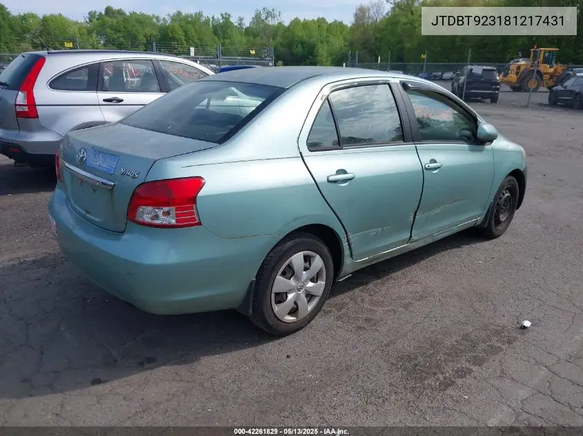 2008 Toyota Yaris VIN: JTDBT923181217431 Lot: 42261829