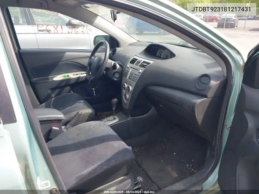 2008 Toyota Yaris VIN: JTDBT923181217431 Lot: 42261829