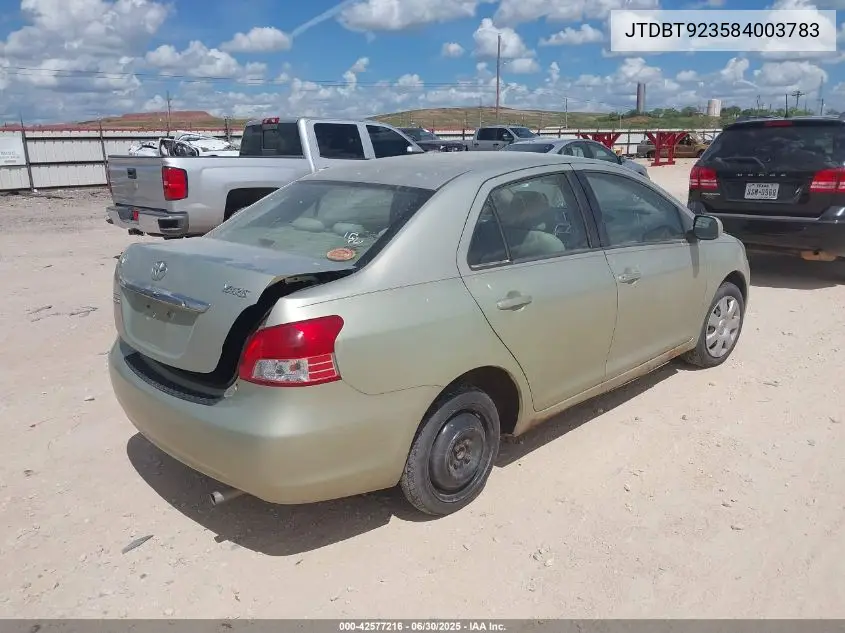 2008 Toyota Yaris VIN: JTDBT923584003783 Lot: 42577216