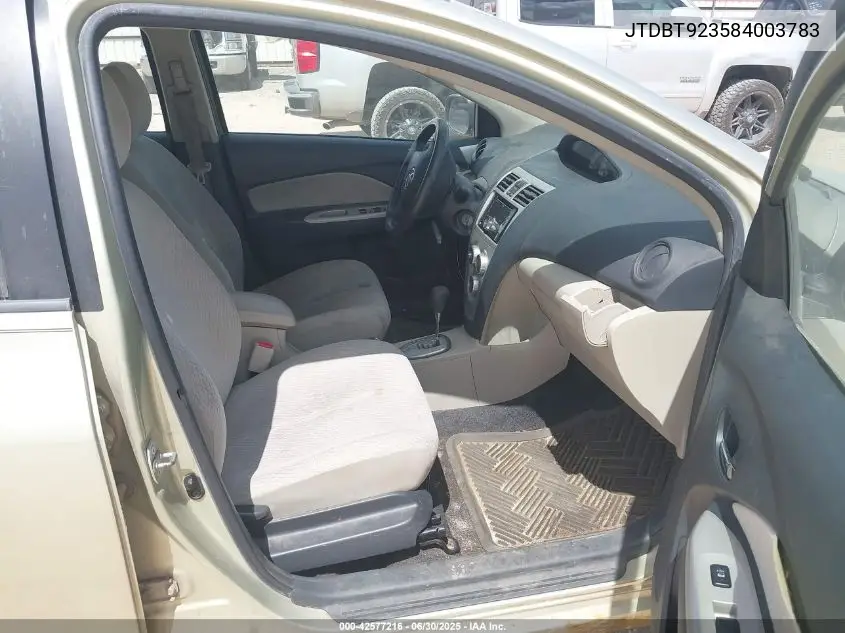2008 Toyota Yaris VIN: JTDBT923584003783 Lot: 42577216