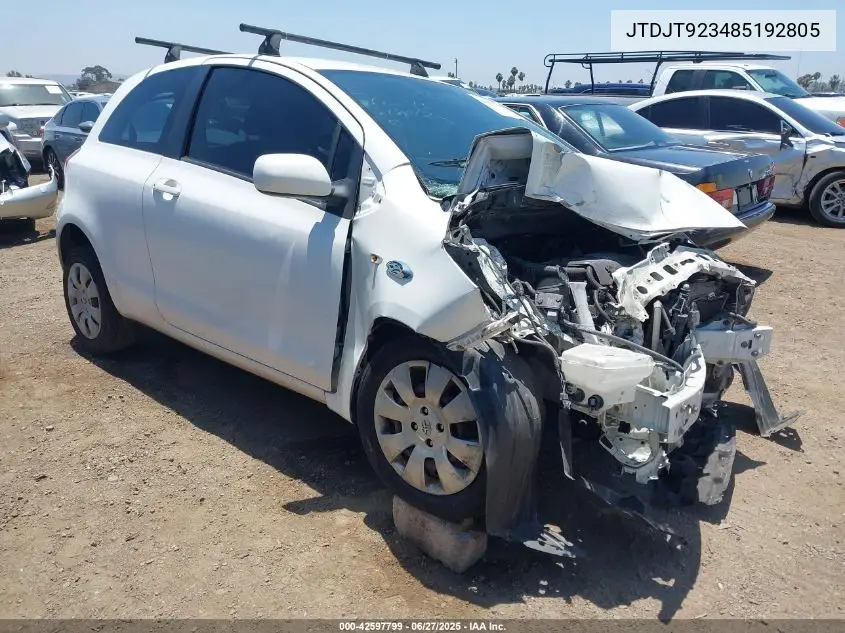 2008 Toyota Yaris VIN: JTDJT923485192805 Lot: 42597799